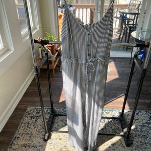 Splendid Striped Jumpsuit in Natural & Navy Stripe